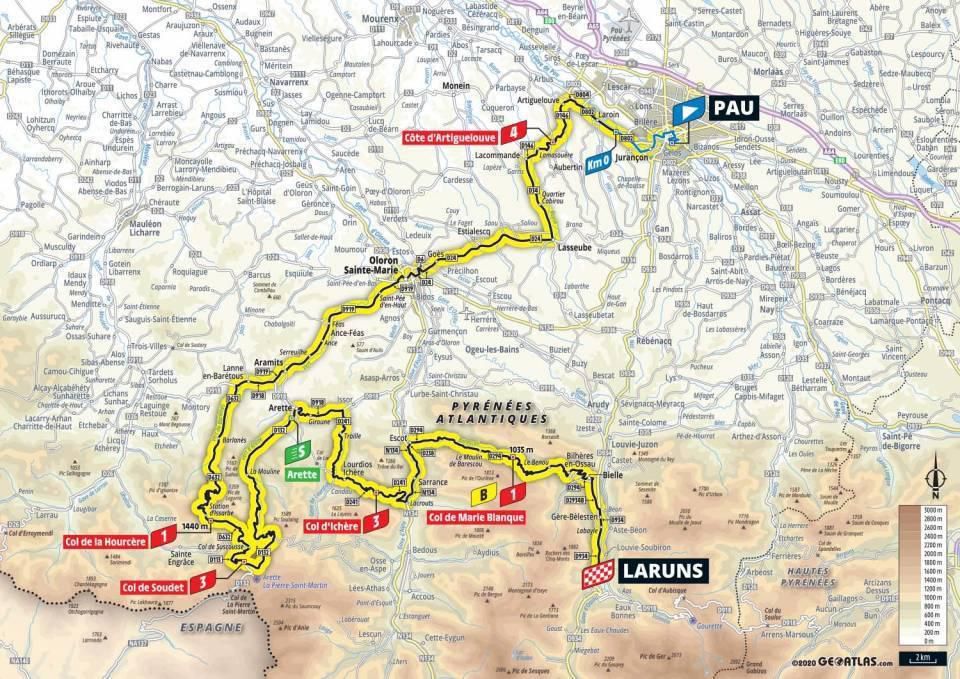 Mapa 9. etapy Tour de France 2020.