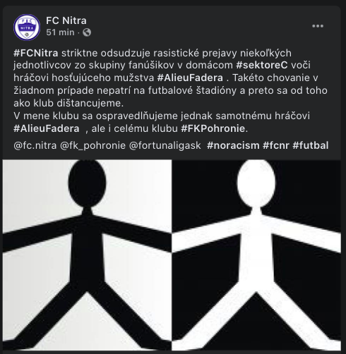 Status FC Nitra k rasizmu.