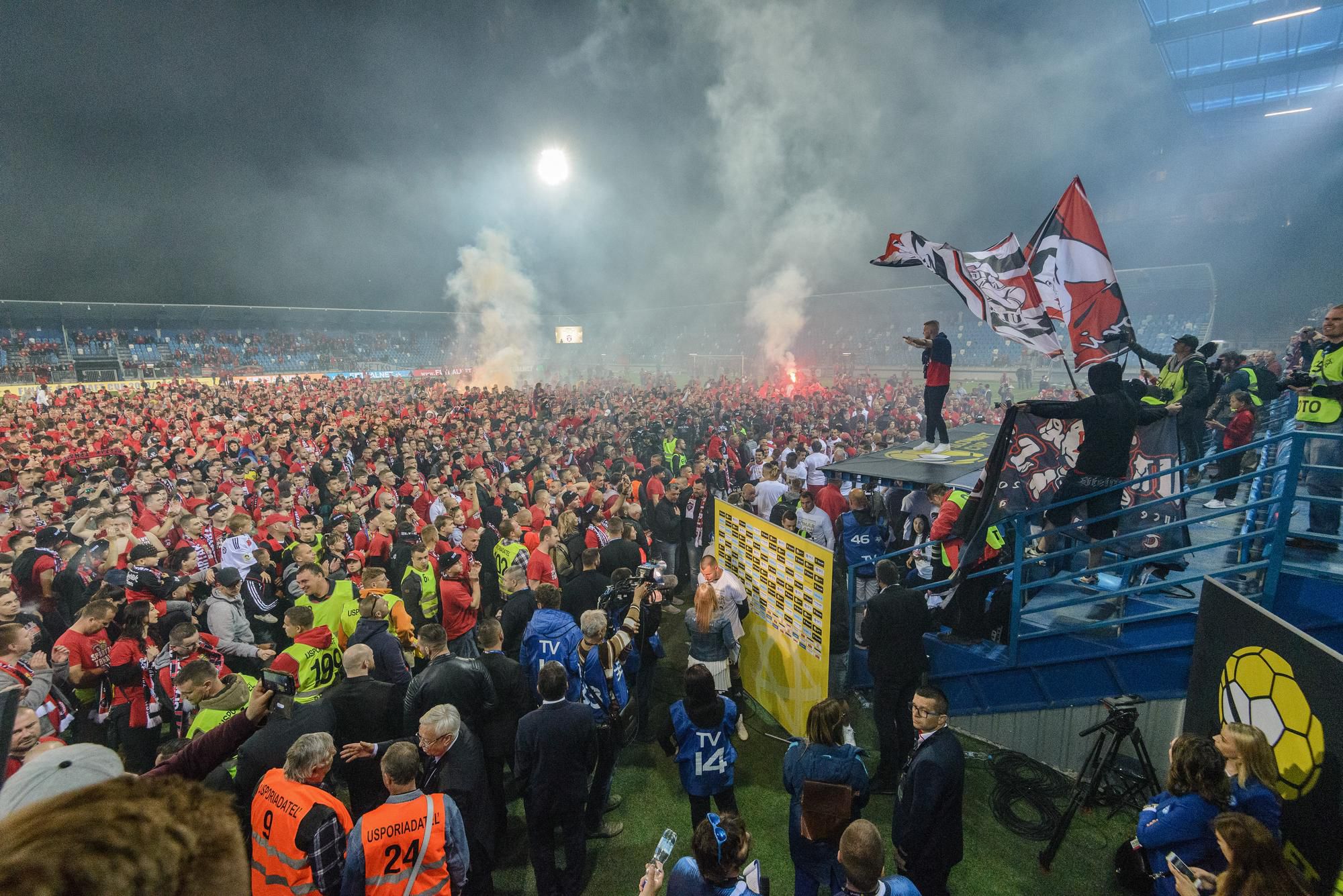 Oslavy FC Spartak Trnava oslavuje triumf vo finále Slovnaft Cupu.
