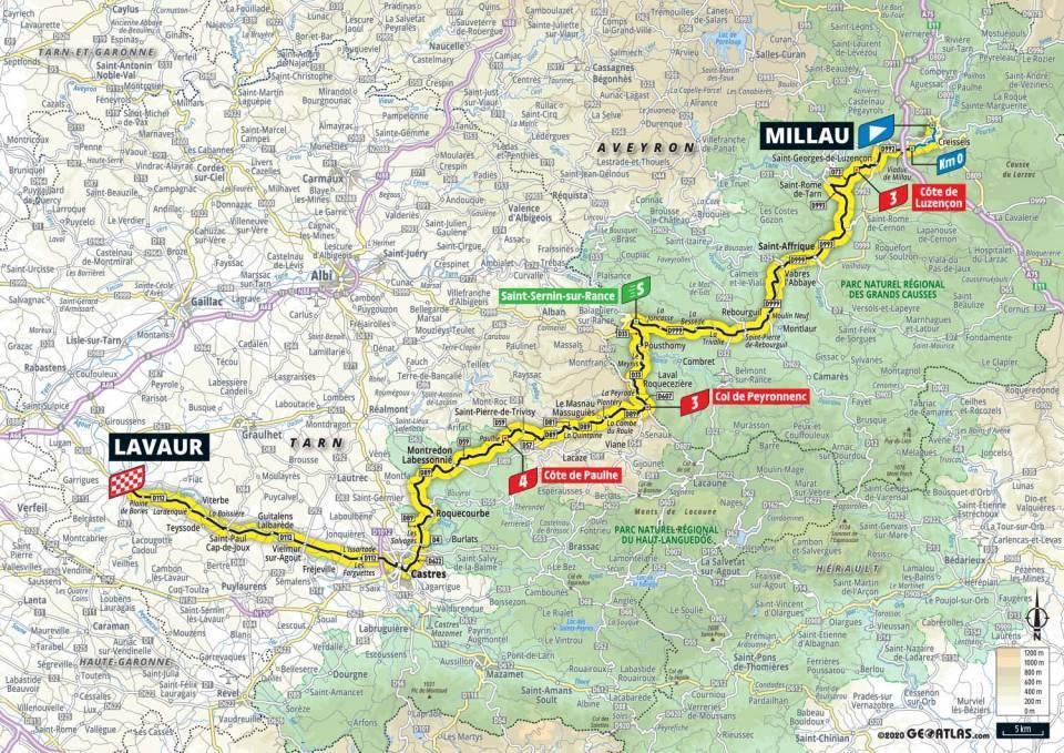 Mapa 7. etapy Tour de France 2020.