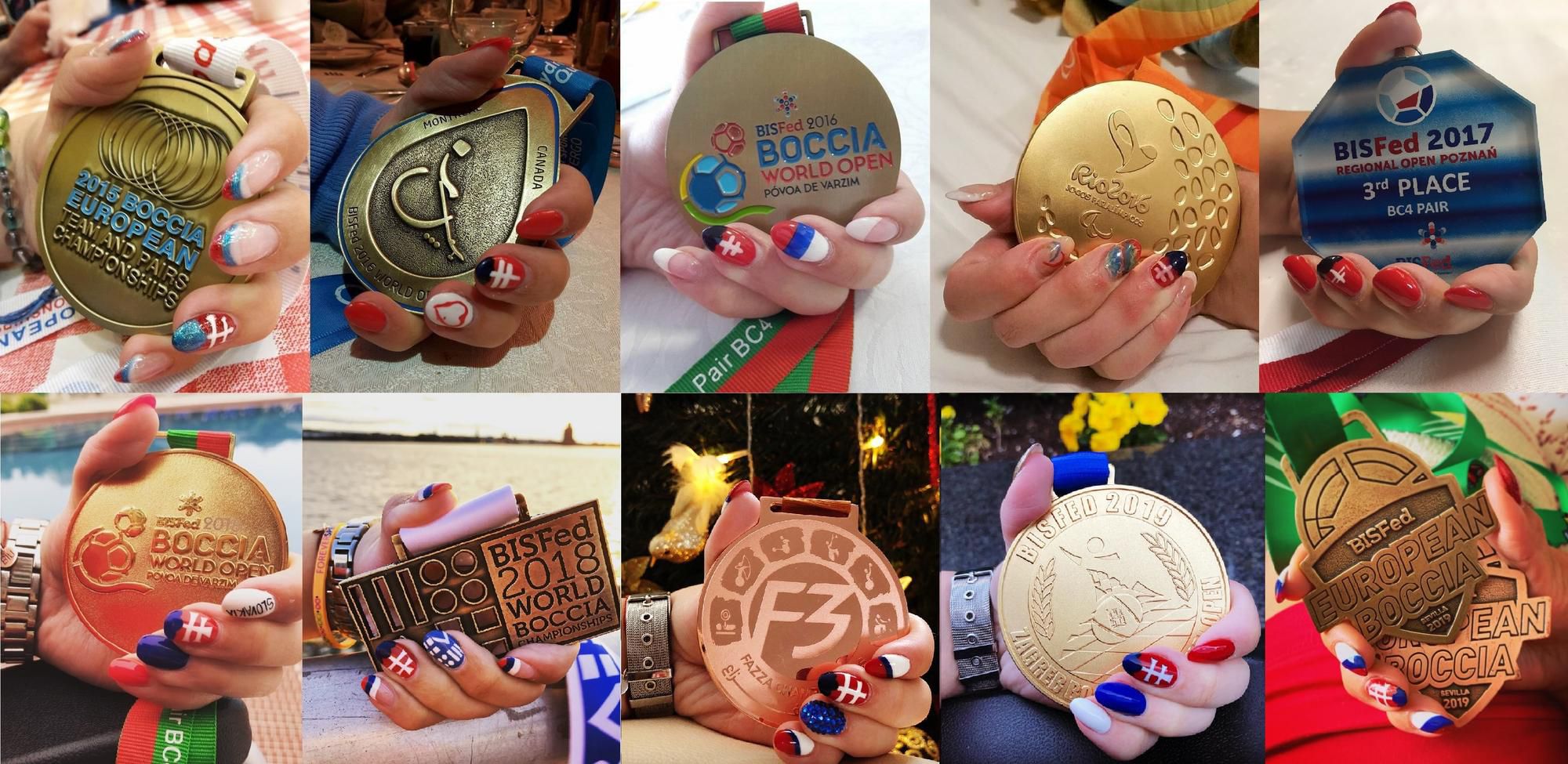 Nechty a medaily z úspešných turnajov Michaely Balcovej.
