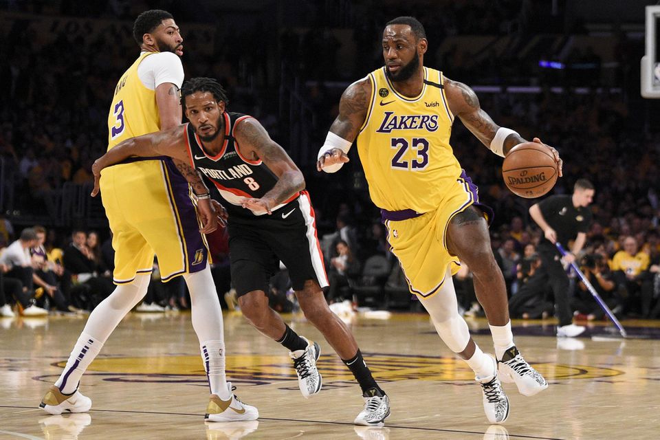 LeBron James v zápase Los Angeles Lakers - Portland Trail Blazers