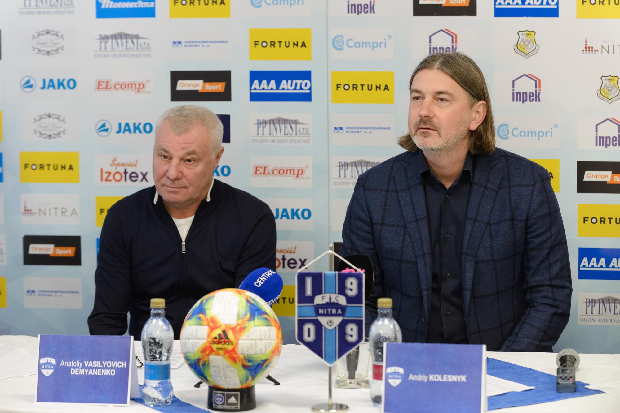 Vľavo nový tréner Anatolij Vasiľovič Demjanenko a športový riaditeľ klubu Andrej Kolesnik.