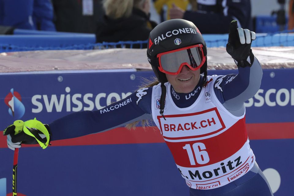 Sofia Goggiová sa raduje z víťazstva v Super-G v St. Moritzi