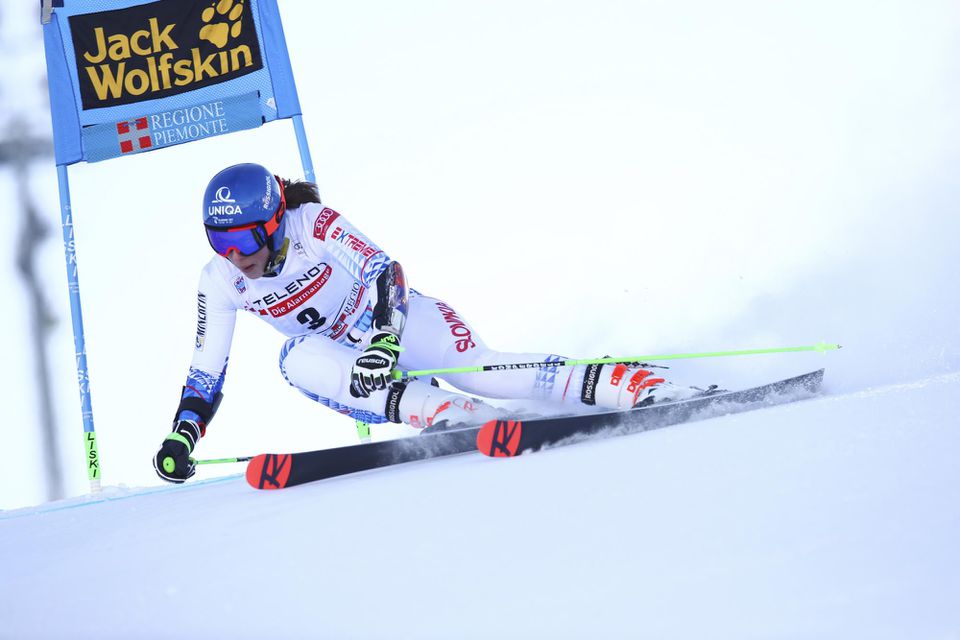 Petra Vlhová počas obrovského slalomu v talianskom Sestriere