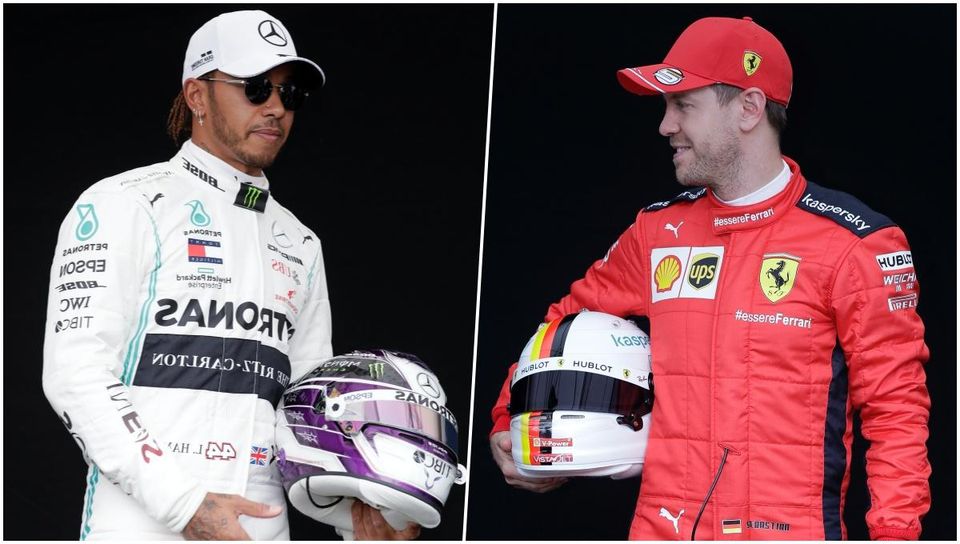 koláž - Lewis Hamilton a Sebastian Vettel