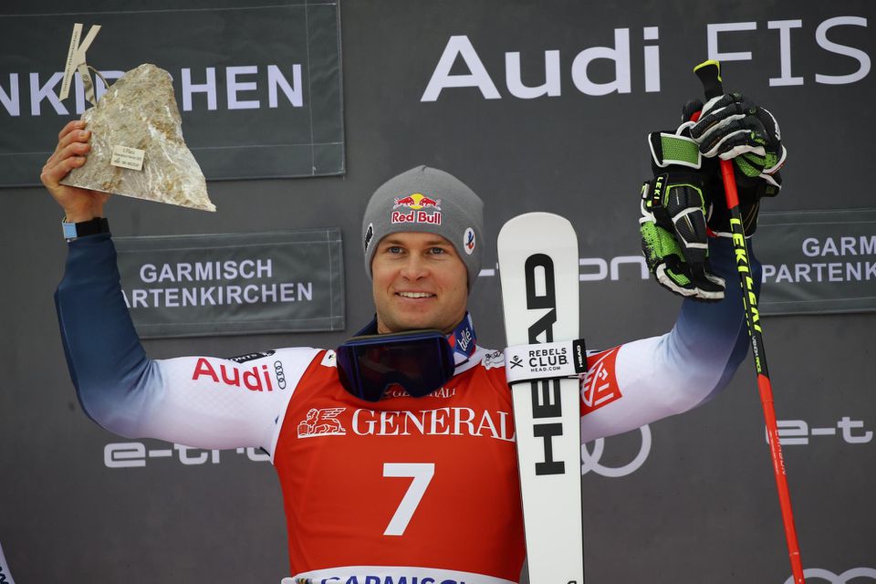 Alexis Pinturault po víťazstve obrovského slalomu v Garmisch-Partenkirchene