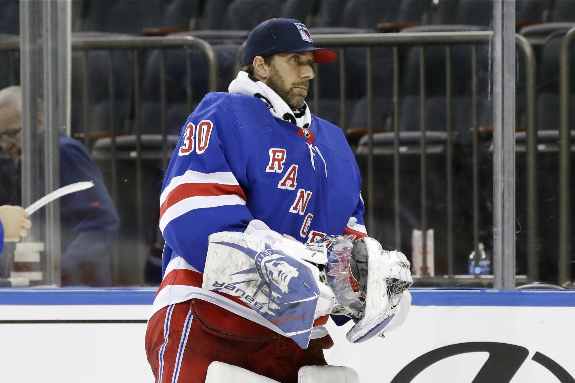 Henrik Lundqvist v drese New Yorku Rangers.