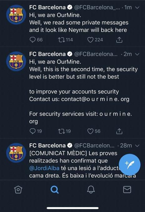 Twitterový účet FC Barcelona ovládli hackeri