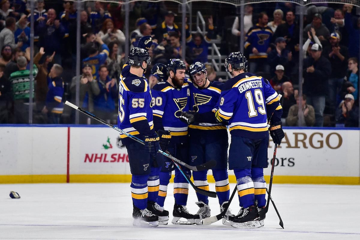 Gólová radosť hráčov St. Louis Blues.