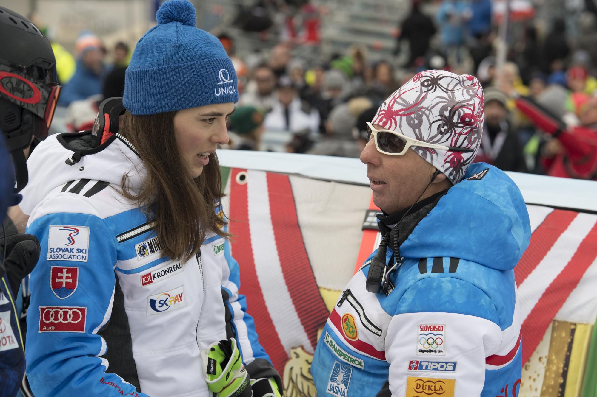Slovenská lyžiarka Petra Vlhová (vľavo) a jej taliansky tréner Livio Magoni.