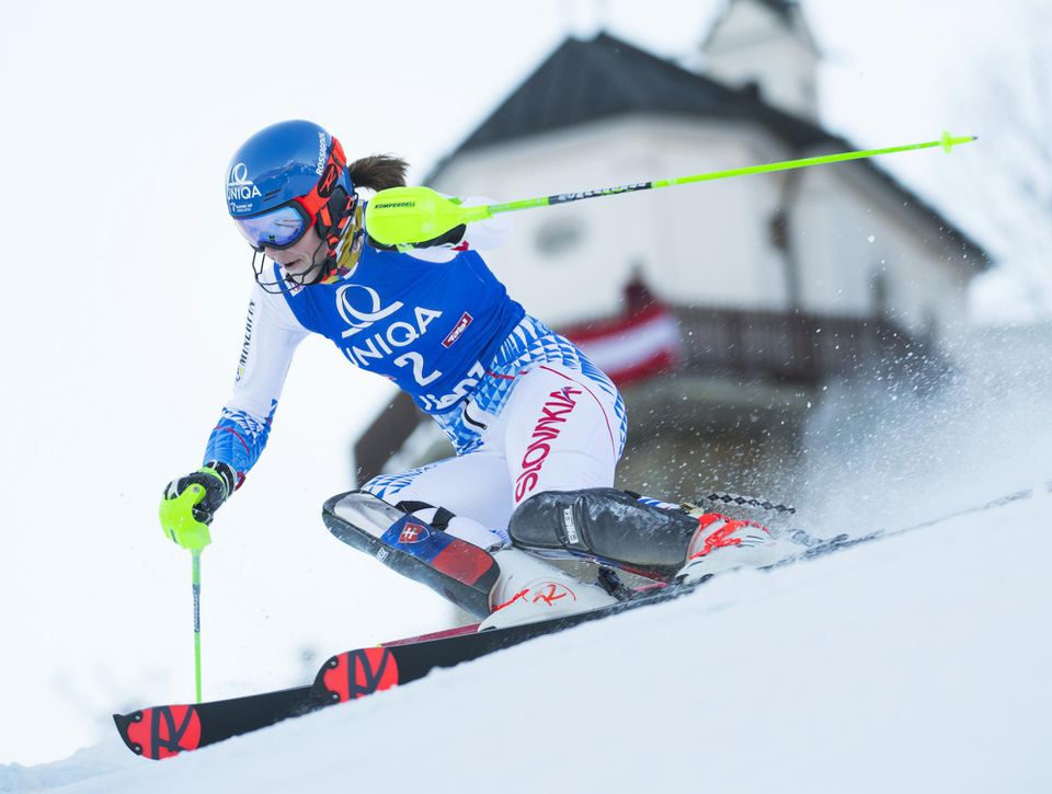 Petra Vlhová na trati v 1. kole slalomu žien na Svetovom pohári v rakúskom Lienzi