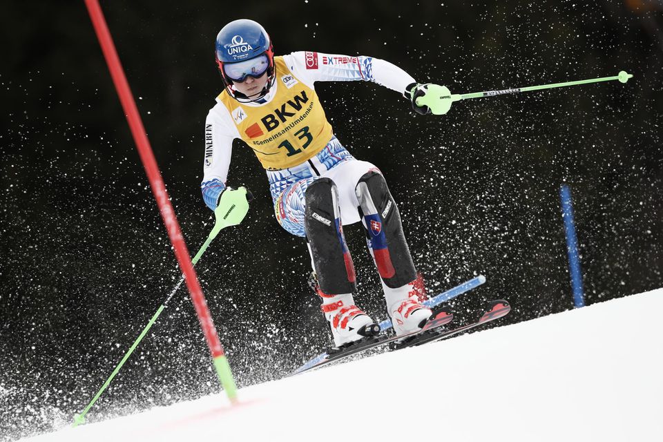 Petra Vlhová na trati v druhej časti alpskej kombinácie Svetového pohára v Crans Montane