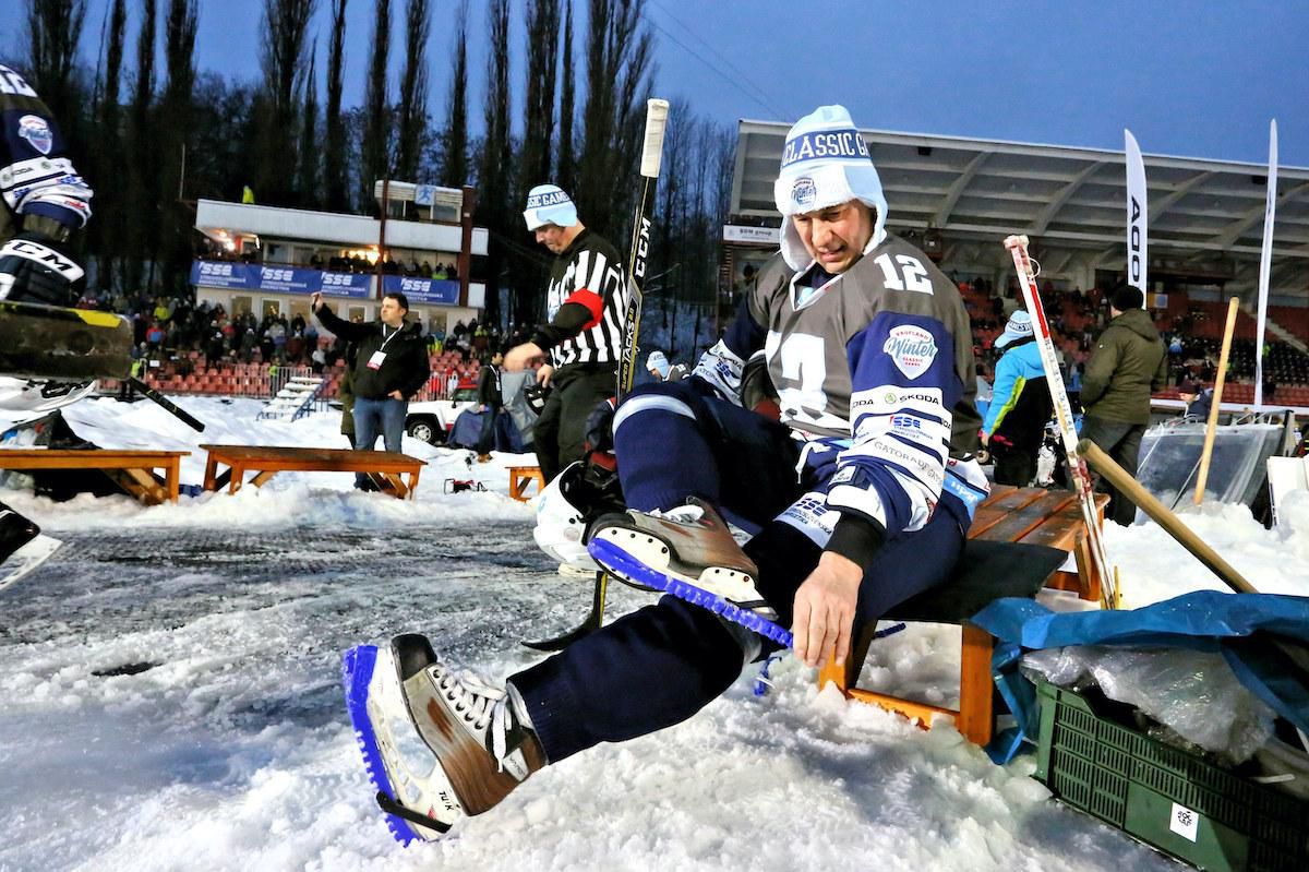 Peter Bondra počas súťaže v zručnostiach bývalých slovenských hokejistov s názvom Súboj legiend 2019.