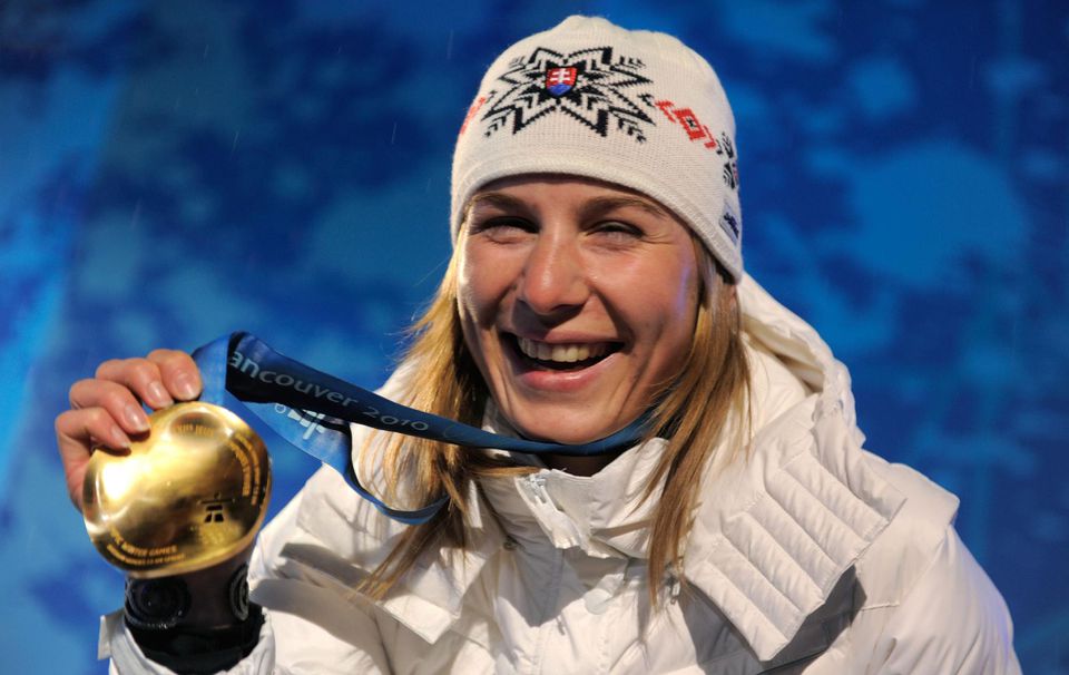 Anastasia Kuzminová so zlatou medailou z OH 2010.