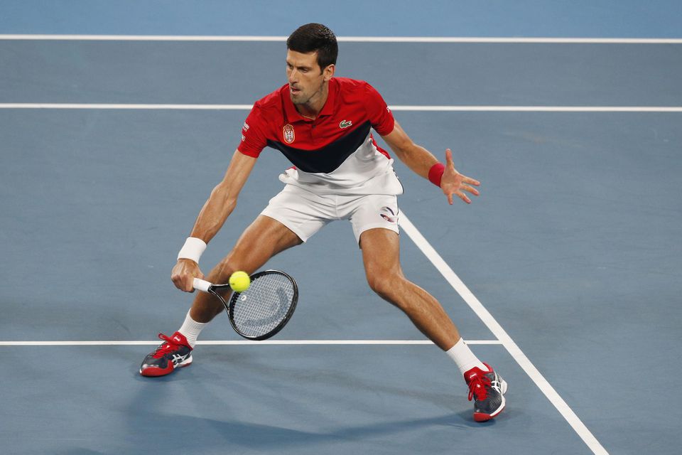 Novak Djokovic vo finálovom zápase ATP Cupu proti Rafaelovi Nadalovi