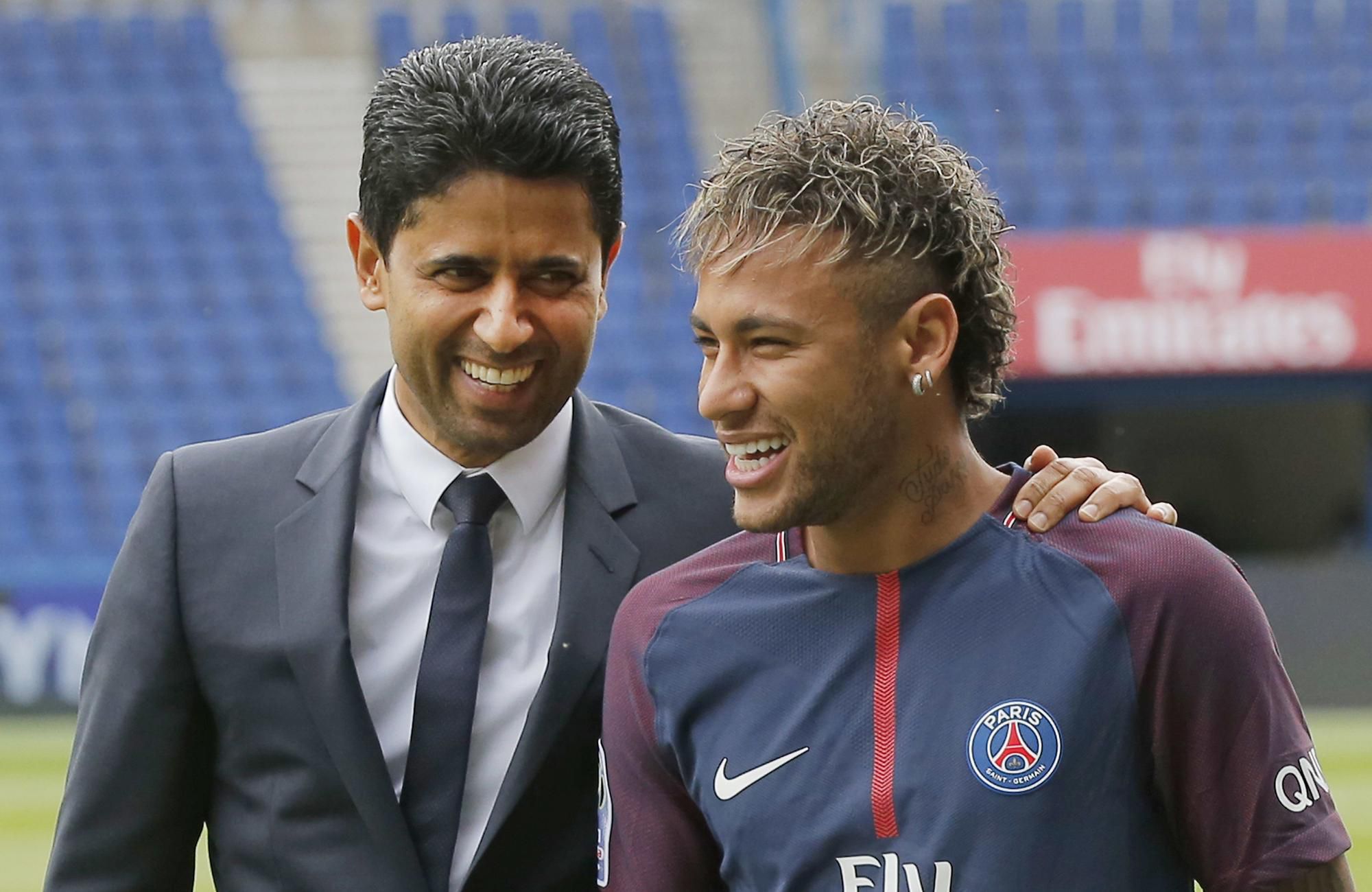 Prezident PSG Nasser Al-Khelaifi a Brazílčan Neymar jr