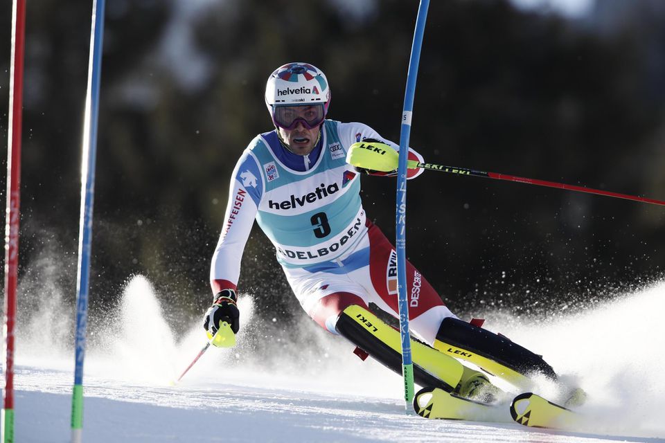 Daniel Yule v 1. kole slalomu Svetového pohára vo švajčiarskom Adelbodene
