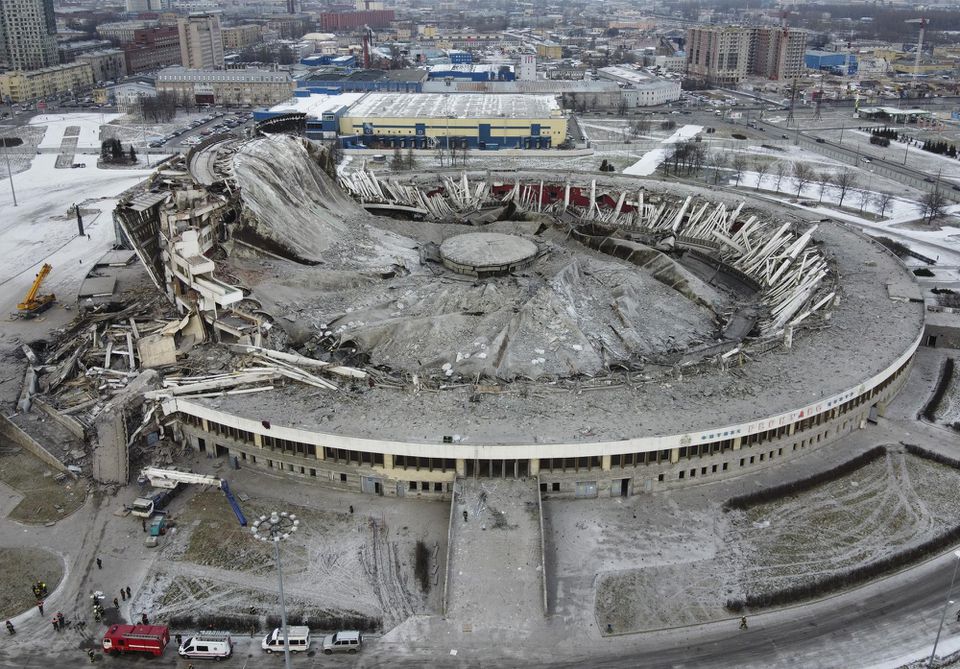 Zrútený štadión v ruskom Petrohrade