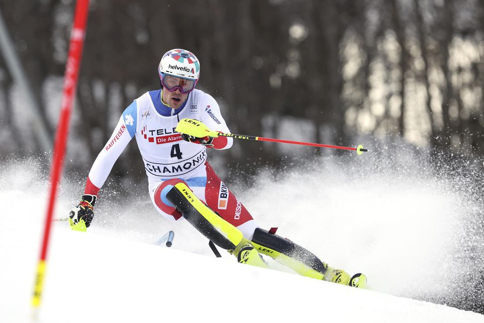Daniel Yule počas slalomu v Chamonixe