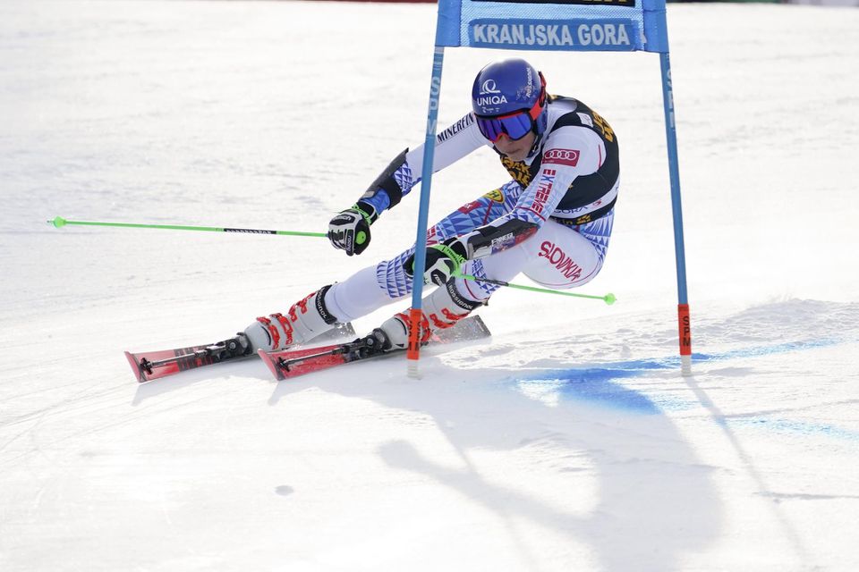 Petra Vlhová počas obrovského slalomu v Kranjskej Gore