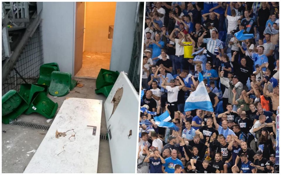 Fanúšikovia Slovana Bratislava zdemolovali sektor hostí na Štadióne pod Dubňom v Žiline