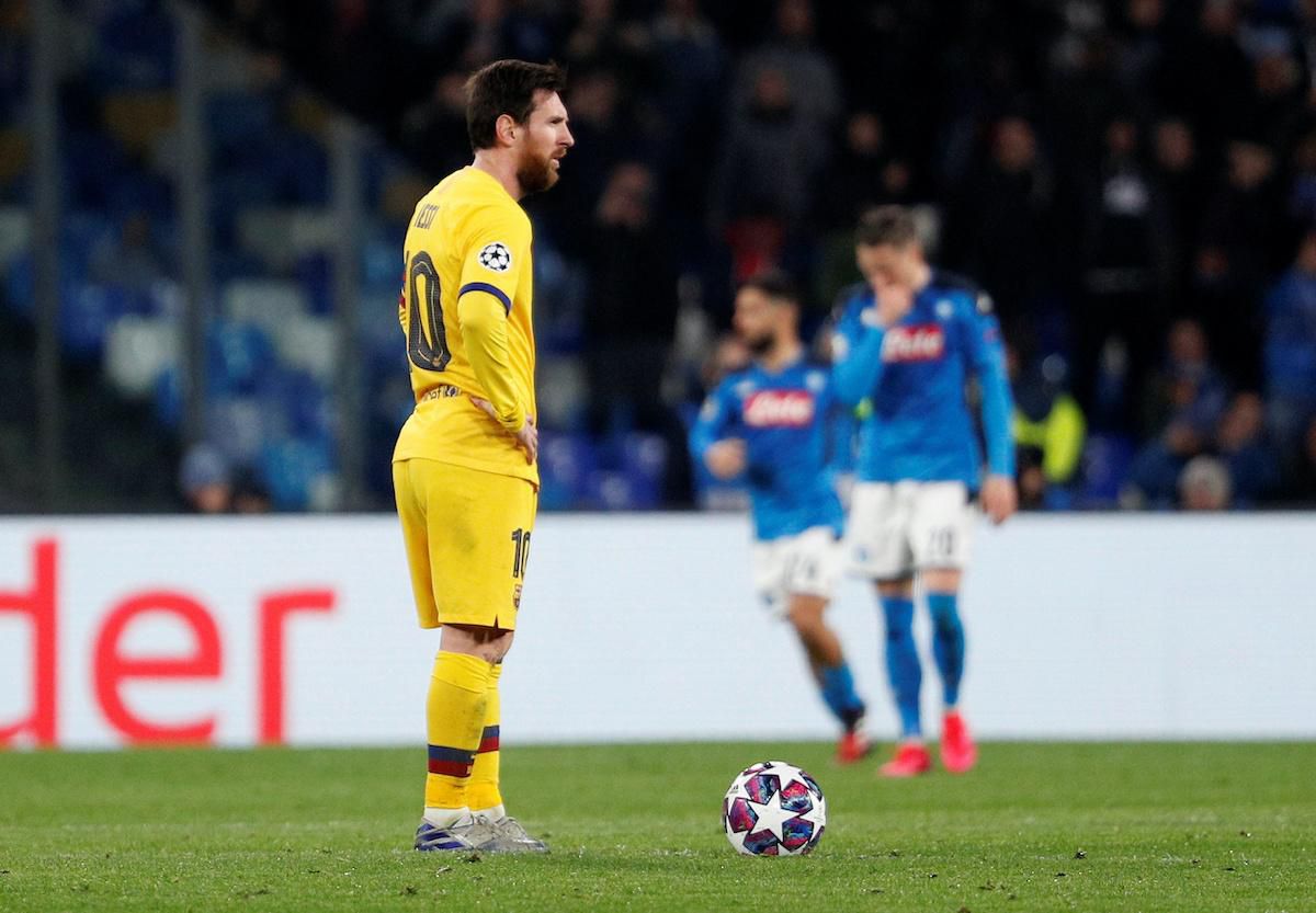 Lionel Messi (FC Barcelona) v zápase s SSC Neapol.