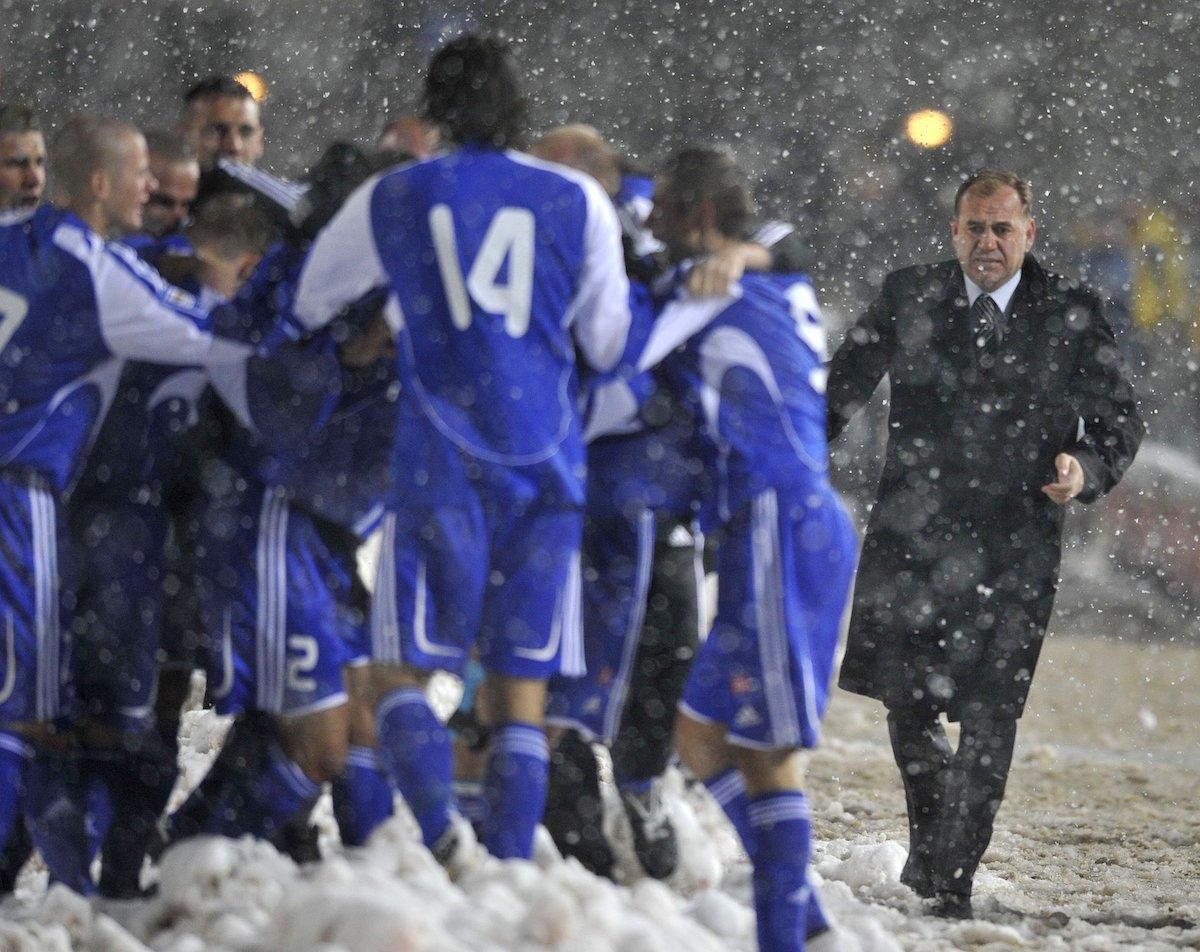 Radosť Slovákov z prvého gólu v poľskej bráne  v kvalifikačnom futbalovom stretnutí o postup na MS do JAR 2010.