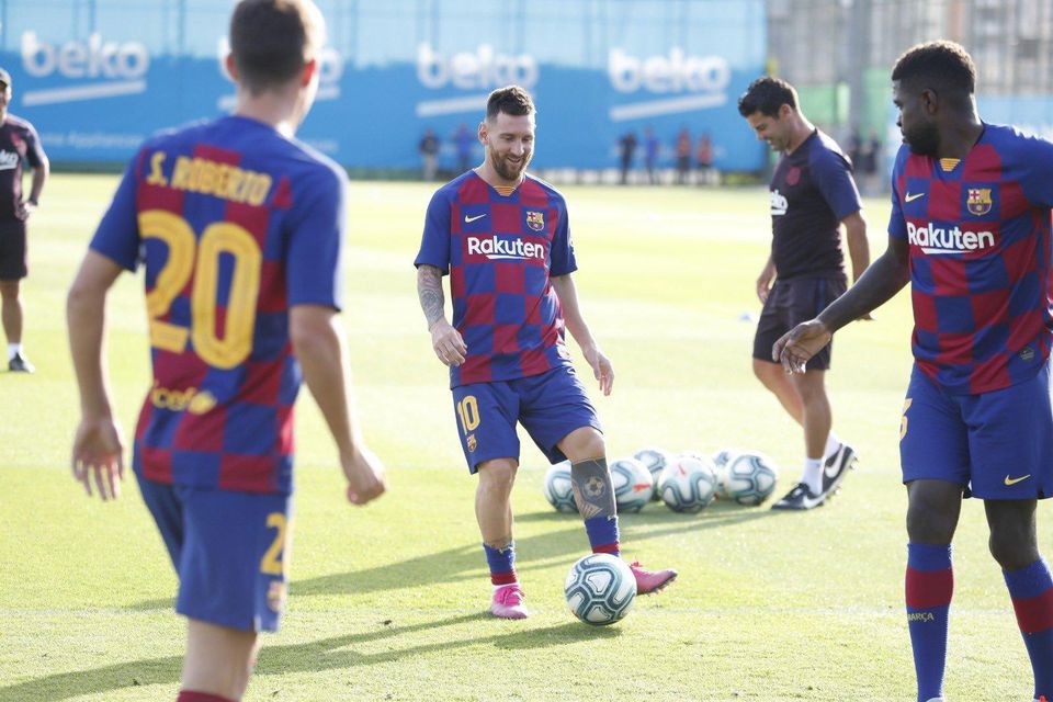 Lionel Messi počas tréningu.