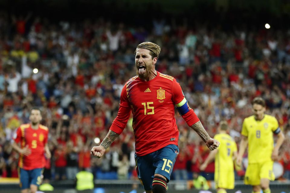 Sergio Ramos v drese Španielska.