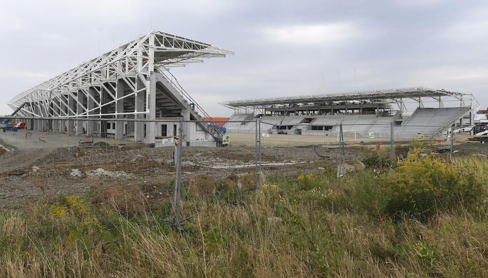 Výstavba štadióna v Košiciach.