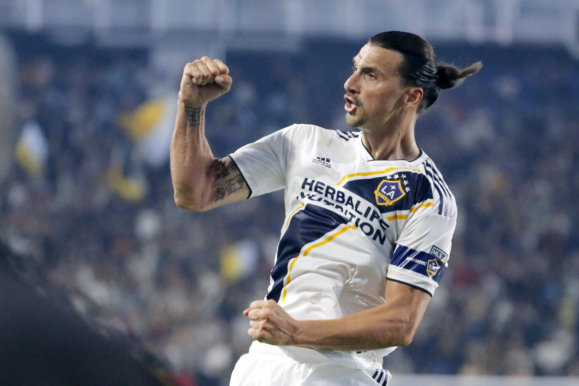 Zlatan Ibrahimovič sa teší z gólu Los Angeles Galaxy.