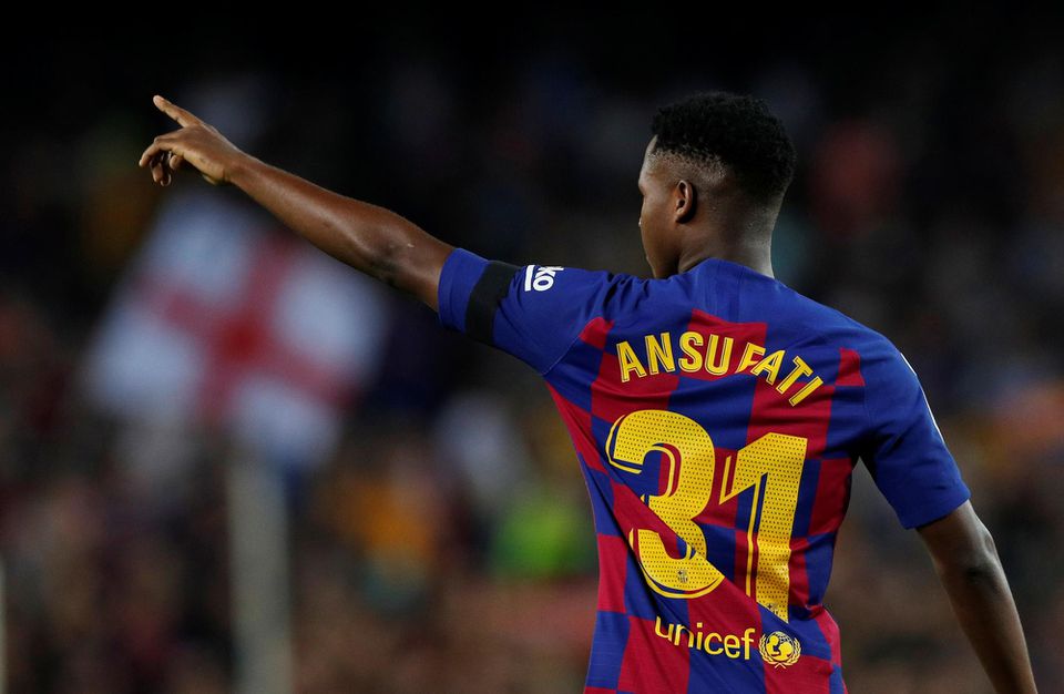 Ansu Fati sa teší v drese FC Barcelona z gólu.