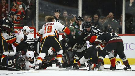 Hromadná bitka v NHL, na ľade Arizony sa do seba pustili aj brankári