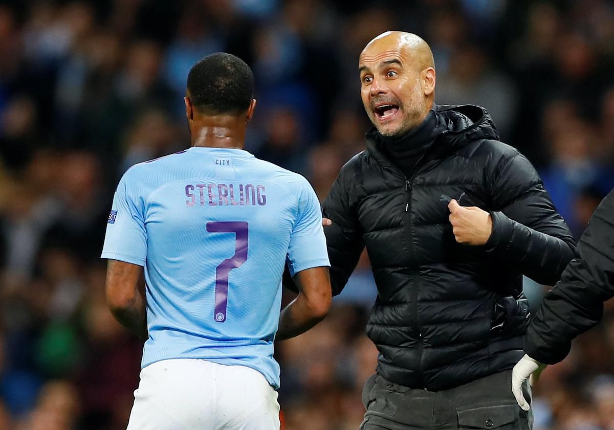 Raheem Sterling a tréner Pep Guardiola.