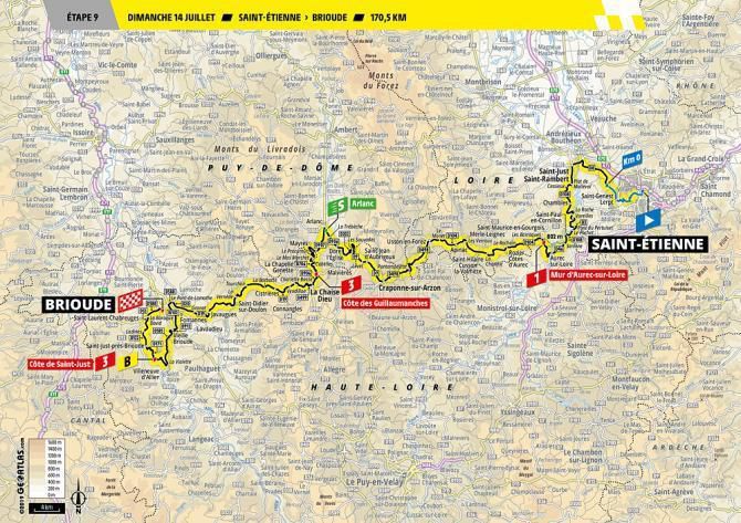 Tour de France 2019 - 9. etapa (mapa)