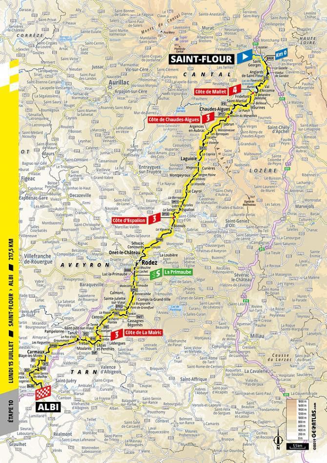Tour de France 2019 - 10. etapa (mapa)