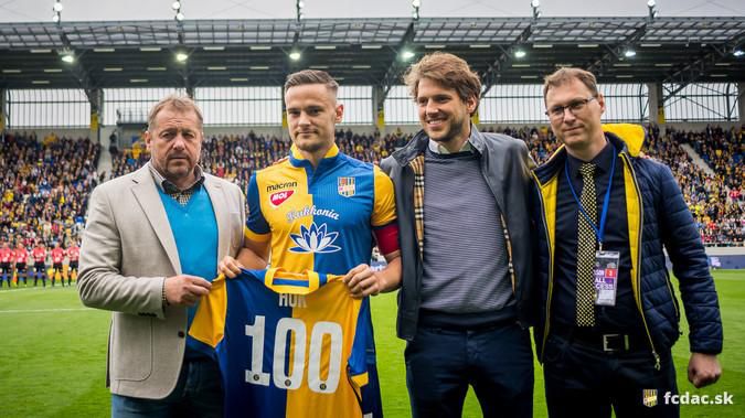 Tomáš Huk odohral svoj 100. ligový zápas v drese FC DAC 1904 DUnajská Streda,