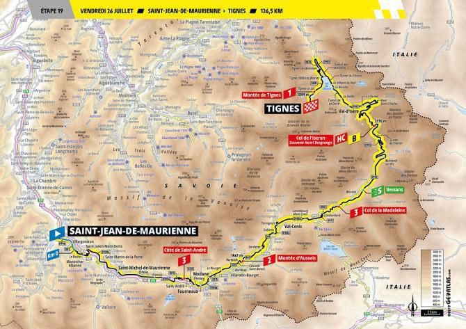 Tour de France 2019 - 19. etapa (mapa)