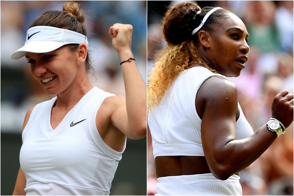Rumusnká tenistka Simona Halepová a Američanka Serena Williamsová.