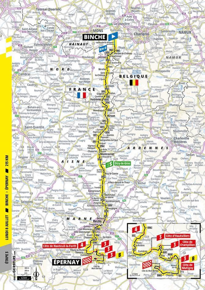 Tour de France 2019 - 3. etapa (mapa trate)