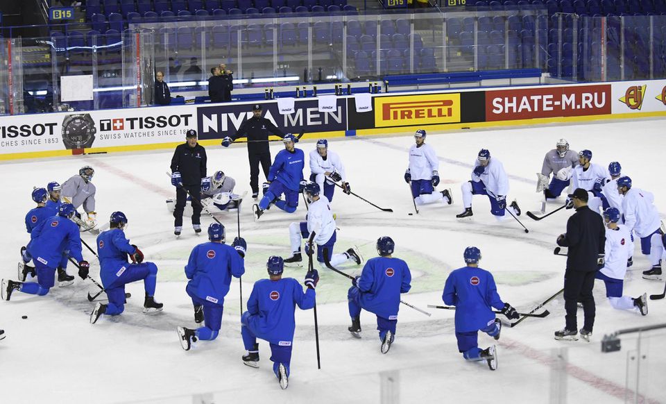 Tréning slovenskej hokejovej reprezentácie.