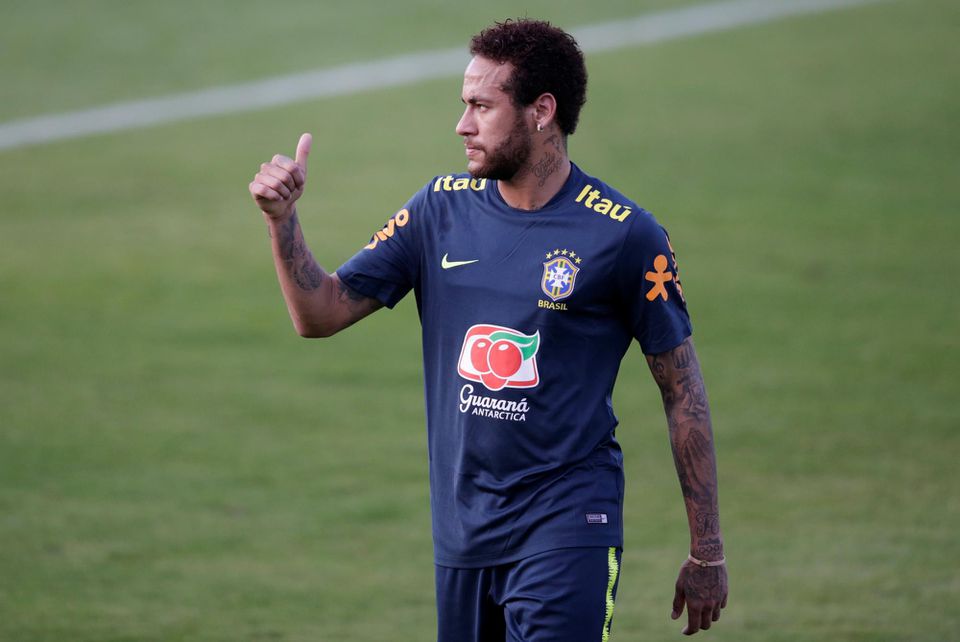 Brazílčan Neymar počas tréningu reprezentácie.