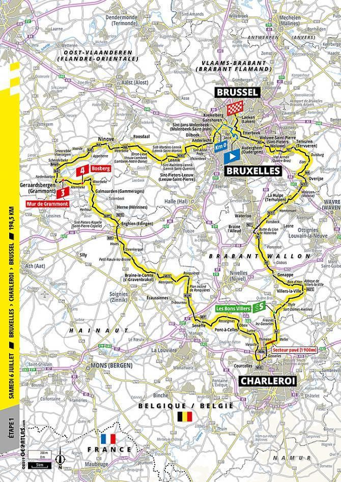Tour de France 2019 - 1. etapa (mapa trate)
