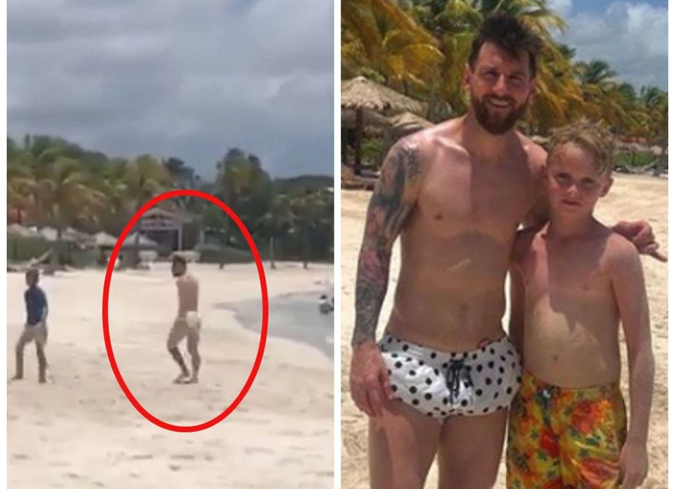 Lionel Messi na pláži na karibskom ostrove