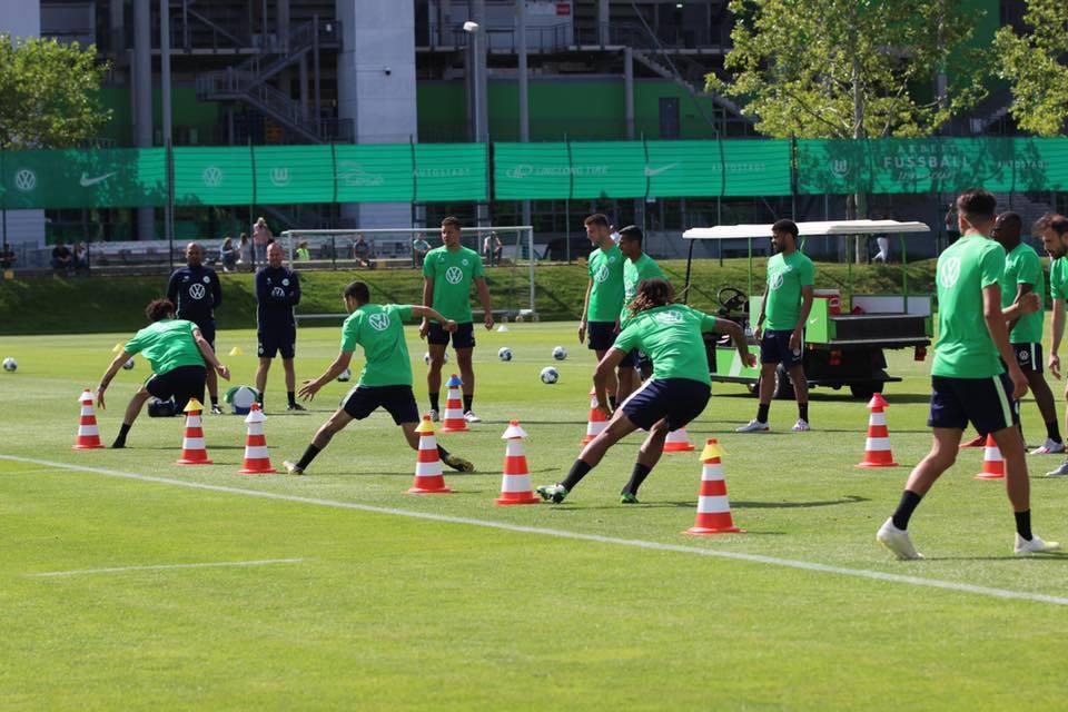 Tréning hráčov VfL Wolfsburg.