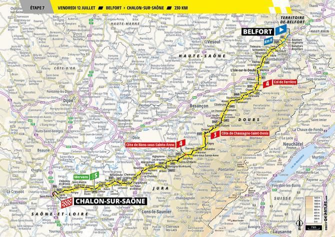Tour de France 2019 - 7. etapa (mapa)