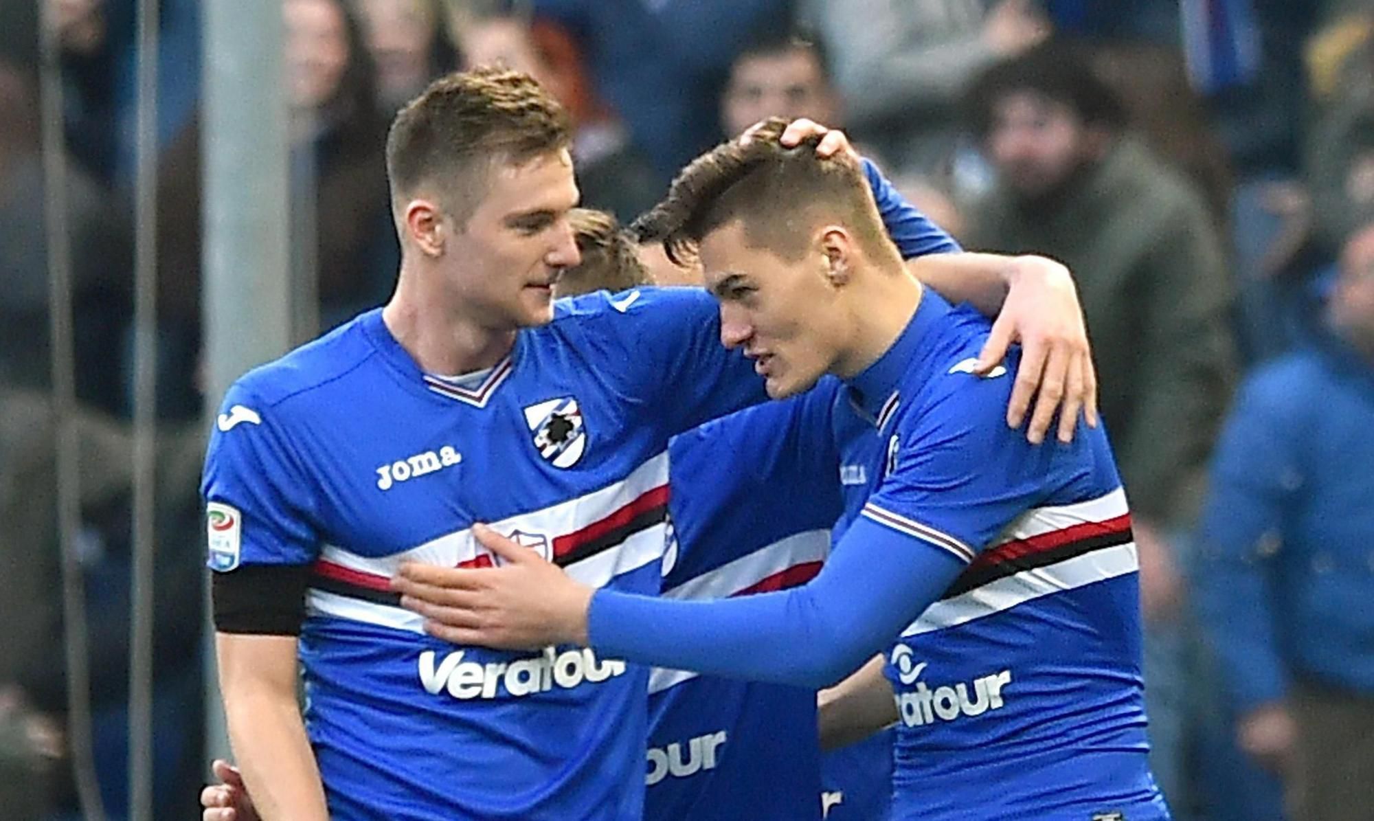 Patrik Schick a Milan Škriniar ešte v drese Sampdorie Janov (2017)