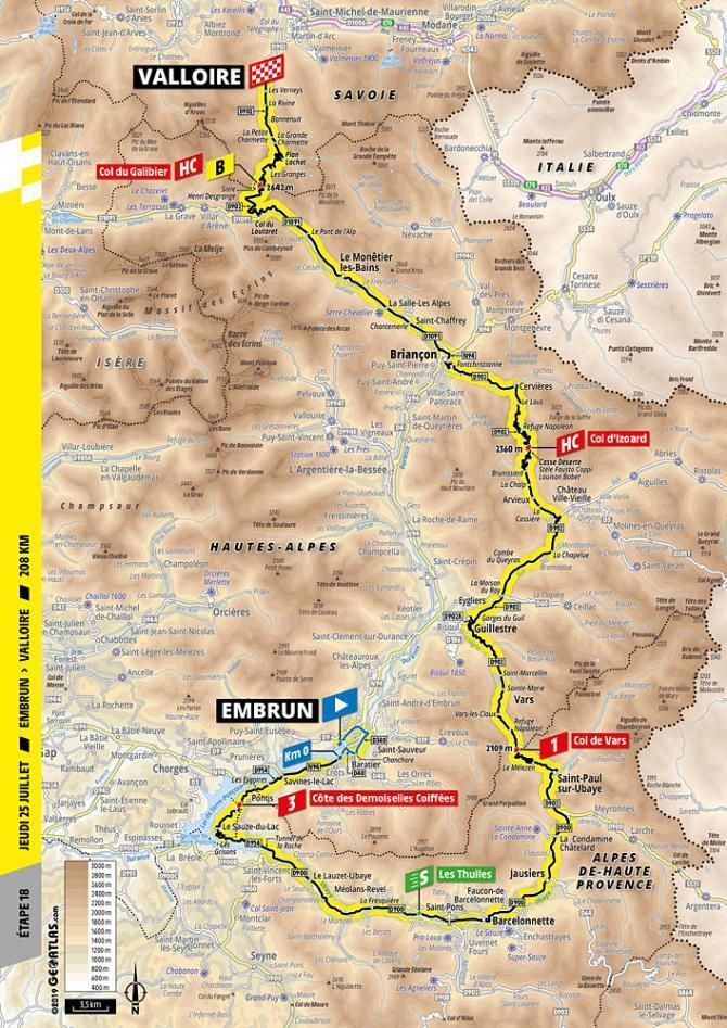 Tour de France 2019 - 18. etapa (mapa)