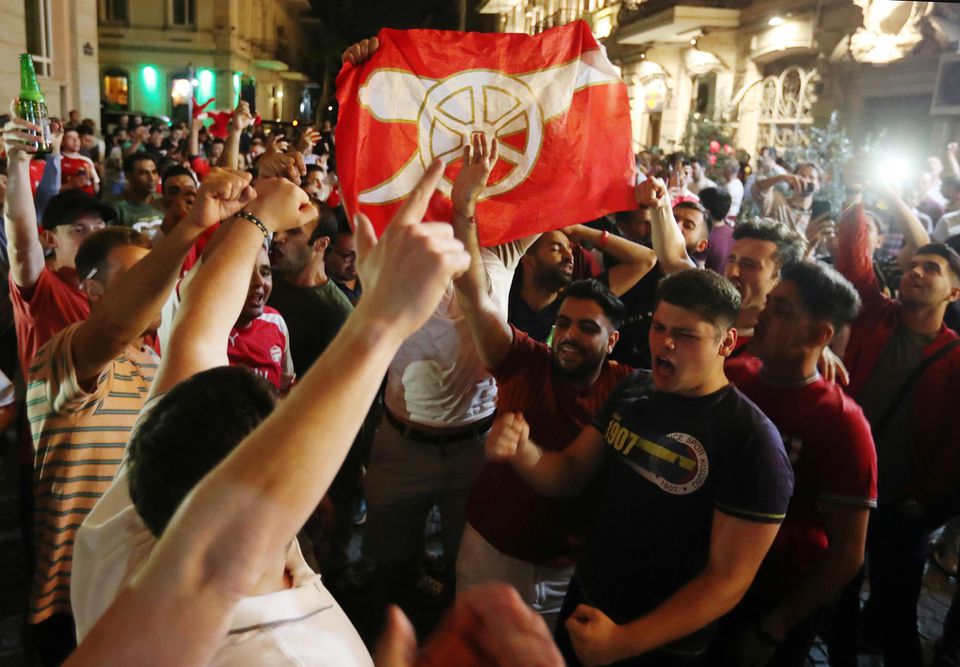 Fanúšikovia Arsenalu v Baku